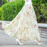 Gwmlk Floral Maxi Summer Skirt Women Long High Waist Holiday Dance Skirt Elegant Beach Boho Hot Sale Lady Vintage Girl Fairy