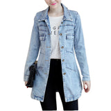 Gwmlk Autumn Winter Korean Denim Jacket 5XL Women Slim Long Base Coat Women's Frayed Navy Blue Casual Female Jeans Jackets Coats