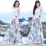 Gwmlk Floral Maxi Summer Skirt Women Long High Waist Holiday Dance Skirt Elegant Beach Boho Hot Sale Lady Vintage Girl Fairy