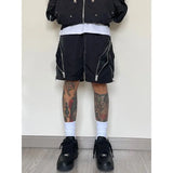 Gwmlk style high street wind assault shorts men zipper design Harajuku casual tooling outdoor five-point pants summer