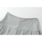 Gwmlk Women Gray Low Waist Pleated Mini Skirt