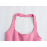 Gwmlk New Women White Pink Fitted Halter Top Sexy Backless Female High Street Summer Chic Crop Top