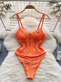 Gwmlk Strap Corset Lace Sensual Bodysuits 2024 Ladies Slim Sheer Bodycon Sexy Camisole Korean Backless Lingerie Playsuits