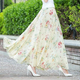 Gwmlk Floral Maxi Summer Skirt Women Long High Waist Holiday Dance Skirt Elegant Beach Boho Hot Sale Lady Vintage Girl Fairy