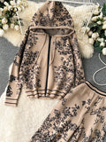 Gwmlk Hoodie Sporty Suits Zipper Loose Cardigan+High Waist Wide Legs Long Pants 2024 Autumn Women Fashion Print Casual Sets