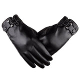 Gwmlk Men's Gloves Black Winter Mittens Women Keep Warm Screen Windproof Driving Guantes Male Autumn PU Leather Gloves Business