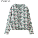 Gwmlk 2024 New Launch Prairie Chic Flower Print Women's Thin Quilted Jacke Crop Coat Spring Button-up Loose Outerwear TOP