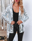 Gwmlk Sequin Shinny Shirt Jacket Women Casual Loose Blazer Stage Party Nightclub Costume Chemise Homme Disco Camisas