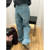 Gwmlk New Summer Fashion Y2K green Blue Loose Trousers High Waisted Thin Jeans Women Full Length Wide Leg Denim Pants