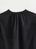 Gwmlk Women Lacing Up O Neck Lantern Sleeve Embroidery Blouse Black Vintage Tops