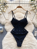 Gwmlk Strap Corset Lace Sensual Bodysuits 2024 Ladies Slim Sheer Bodycon Sexy Camisole Korean Backless Lingerie Playsuits