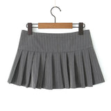 Gwmlk Y2K Pinstripe Pleated Mini Skirt Women Sexy Low Waist Short Skater Skirts Jupe