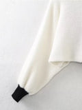 Gwmlk Autumn 2024 Women Contrast Batwing Sleeve Knit Cardigan Vintage Single Breasted Femme Crop Sweater Coat
