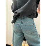 Gwmlk New Summer Fashion Y2K green Blue Loose Trousers High Waisted Thin Jeans Women Full Length Wide Leg Denim Pants