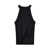 Gwmlk 2024 Summer Women Sexy Slim Sleeveless Striped Halter Knit Top