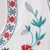 Gwmlk Autumn New Women's Garden Flower Totem Embroidered Vest Boho Holiday Wind Thin Cotton Linen Waistcoat Crop Top