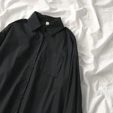 Gwmlk Women School Shirts Fashion JK Preppy Style Spring Japan Long Sleeve Girls Black Shirt Harajuku Button Up Ladies Tops