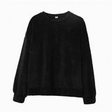 Gwmlk Sweatshirt Solid Color Lamb Hair O-Neck Long Sleeve Men's Sweatshirt Korean Fashion Loose Hoodies Streetwear Harajuku