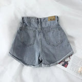 Gwmlk New Summer Korean Retro High-waist Loose Jeans Shorts Women Versatile Edge Casual Hot Pants Women Clothing Jeans PTKPCC