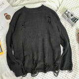 Gwmlk Men Women Streetwear Hip Hop Pullovers Jumper Fashion Oversized All-match Men Spring Wash Hole Ripped Knit Sweaters