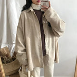 Gwmlk Corduroy Shirt Women's Long Sleeve Top Women's Outerwear Women's Autumn Coat Korean Fashion Brand Clothing