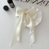 Gwmlk Bow Ribbon Hair Clip Fashion Simple Solid Satin Spring Clip Hair Pin Retro Headband with Clips Girls Hair Accessories