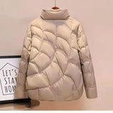 Gwmlk New Korean Fashion Elegant Women Padded Cotton Coats Stand Collar Single Breasted Parkas Solid Long Sleeve Warm Jackets