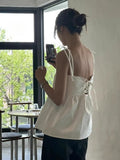 Gwmlk Backless Cross Lace Up Camisole Tops 2024 Summer New White Vest for Women Y2k E-Girl Strapless Ruched All-match Tank Top