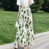 Gwmlk Floral Maxi Summer Skirt Women Long High Waist Holiday Dance Skirt Elegant Beach Boho Hot Sale Lady Vintage Girl Fairy