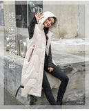 Gwmlk Warm Sleeveless Vest Coat Long Down cotton Jacket Solid Hooded Padded Vests Loose Females Korea Style Winter Clothings