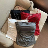 Gwmlk Tops Women with Built in Bra Spaghetti Strap Tanks for Woman Solid Color Casual Summer Camis Female Korean Style Dropship