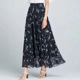 Gwmlk Floral Maxi Summer Skirt Women Long High Waist Holiday Dance Skirt Elegant Beach Boho Hot Sale Lady Vintage Girl Fairy