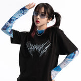 Gwmlk Ice Silk Sun Protection Mesh T-shirt for Women 2024 Summer New Blue Tie Dye Tee Shirt Y2k E-Girl Long Sleeve Tops