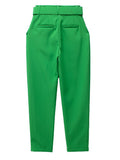 Gwmlk 2024 £Îew Female Green Suit Pants Trousers For Women With Belt Pockets Office Ladies Elegant Pants Pantalon