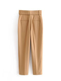 Gwmlk 2024 £Îew Female Green Suit Pants Trousers For Women With Belt Pockets Office Ladies Elegant Pants Pantalon