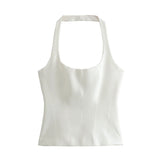 Gwmlk New Women White Pink Fitted Halter Top Sexy Backless Female High Street Summer Chic Crop Top