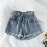 Gwmlk New Summer Korean Retro High-waist Loose Jeans Shorts Women Versatile Edge Casual Hot Pants Women Clothing Jeans PTKPCC