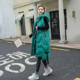 Gwmlk Warm Sleeveless Vest Coat Long Down cotton Jacket Solid Hooded Padded Vests Loose Females Korea Style Winter Clothings