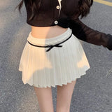 Gwmlk Two Piece Lapel Neck Long Sleeve Knitted Tops Women+ Y2k E-Girl High Waist Ruched Skirts 2024 Spring New Sets