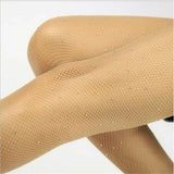 Gwmlk Women Sexy Stockings Tights Rhinestone Mesh Fishnet Pantyhose Plus Size Bling Female Tights Hosiery Meias Collant Femme