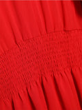 Gwmlk Ruffled Red Dress For Women 2024 Lace Up V Neck Long Sleeve Robe Vintage Elastic Waist Party Mini Dresses