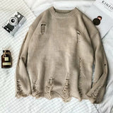 Gwmlk Men Women Streetwear Hip Hop Pullovers Jumper Fashion Oversized All-match Men Spring Wash Hole Ripped Knit Sweaters