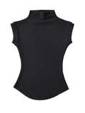 Gwmlk Women Summer Sexy Turtleneck Sleeveless T-Shirts Tops Solid Slim Fit Pullovers Causal Tees Shirts Female Streetwear Basics Tees