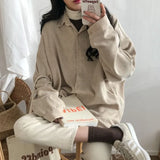 Gwmlk Corduroy Shirt Women's Long Sleeve Top Women's Outerwear Women's Autumn Coat Korean Fashion Brand Clothing