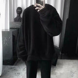 Gwmlk Sweatshirt Solid Color Lamb Hair O-Neck Long Sleeve Men's Sweatshirt Korean Fashion Loose Hoodies Streetwear Harajuku