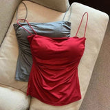 Gwmlk Tops Women with Built in Bra Spaghetti Strap Tanks for Woman Solid Color Casual Summer Camis Female Korean Style Dropship