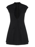 Gwmlk Deep V Neck Sleeveless A Line Short Dresses for Women Summer Clothes 2024 Fashion Black Dress