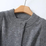 Gwmlk Spring 2024 Women French Gray Blended Knit Vest O Neck Single Breasted Ladies Casual Waistcoat Tops High Quality