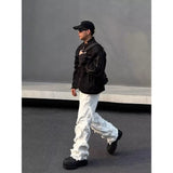 Gwmlk American personality men white jeans street wear hip-hop ins trendy brand high street trendy men and women pants