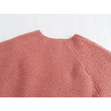 Gwmlk New Women Chalk Pink Oversize Boucle Sweatshirt O Neck Long Sleeve Female Autumn Winter Pullover Tops